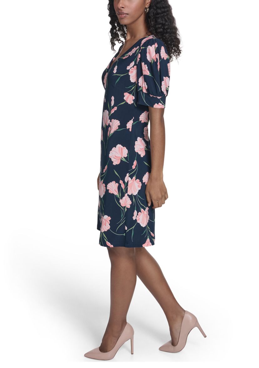 tommy hilfiger women's short sleeve v-neck dress Tommy Hilfiger Women's Puff Sleeve V-Neck Shift Dress