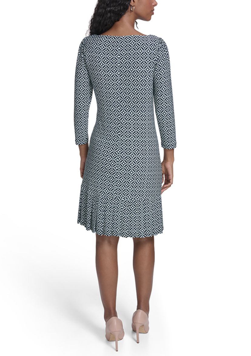 Tommy Hilfiger Women's 3/4 Sleeve Shift dress with Pleated Hem | Belk