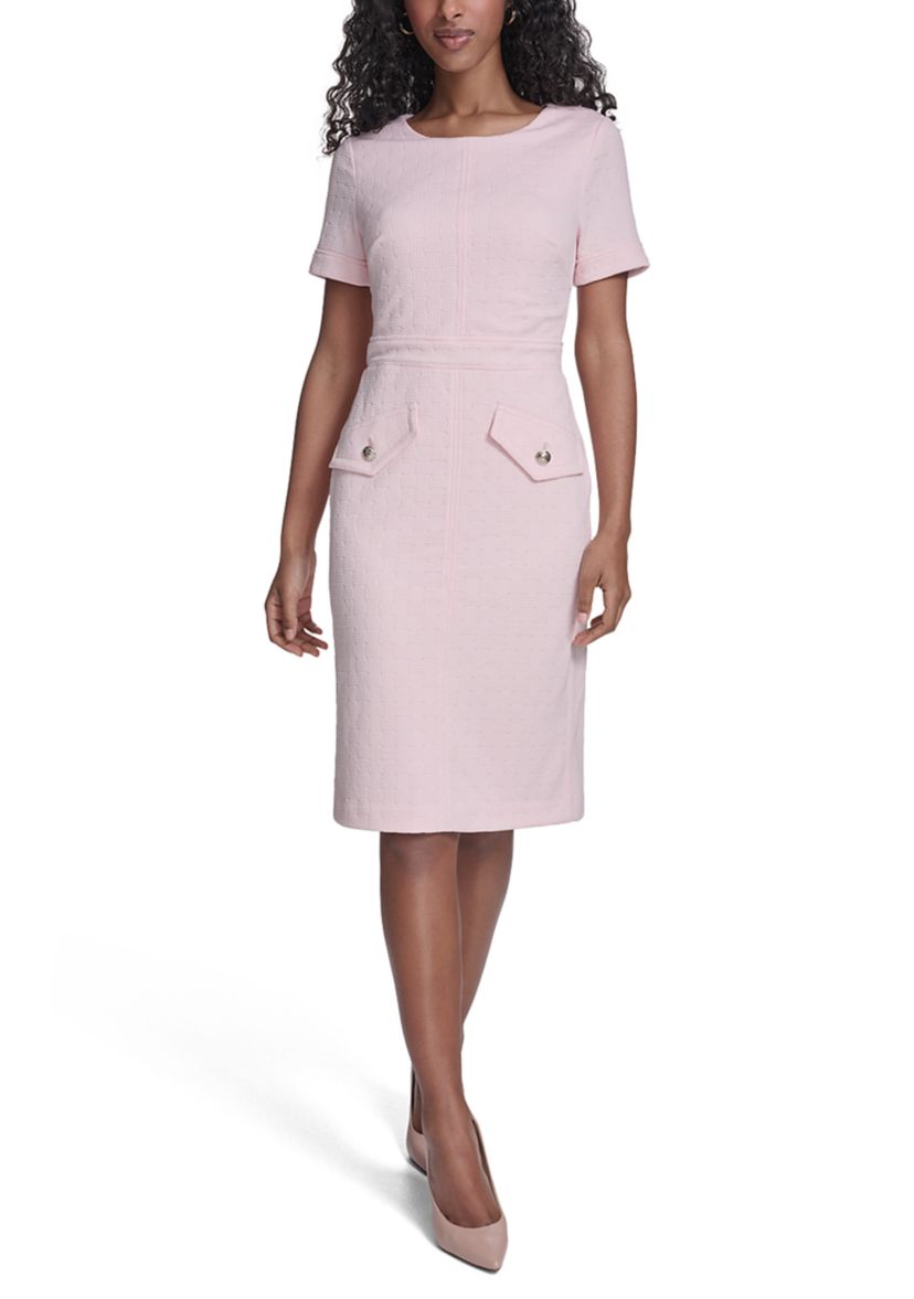 pink tommy hilfiger dress Women's Sleevless Boat Neck Fold Detail Crepe Sheath Mini Dress, Hot Pink, 10 at Amazon Women's Clothing store Effortless and versatile Tommy Hilfiger Sorrento Floral Sleeveless