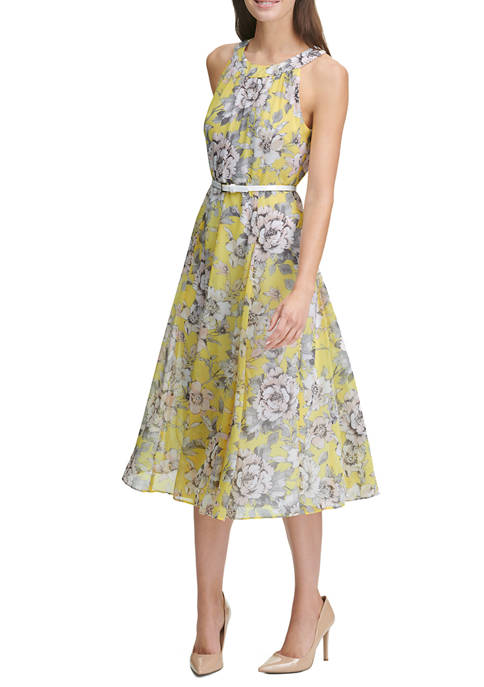 Tommy Hilfiger Women's Victoria Floral Chiffon Belted Midi Dress | belk