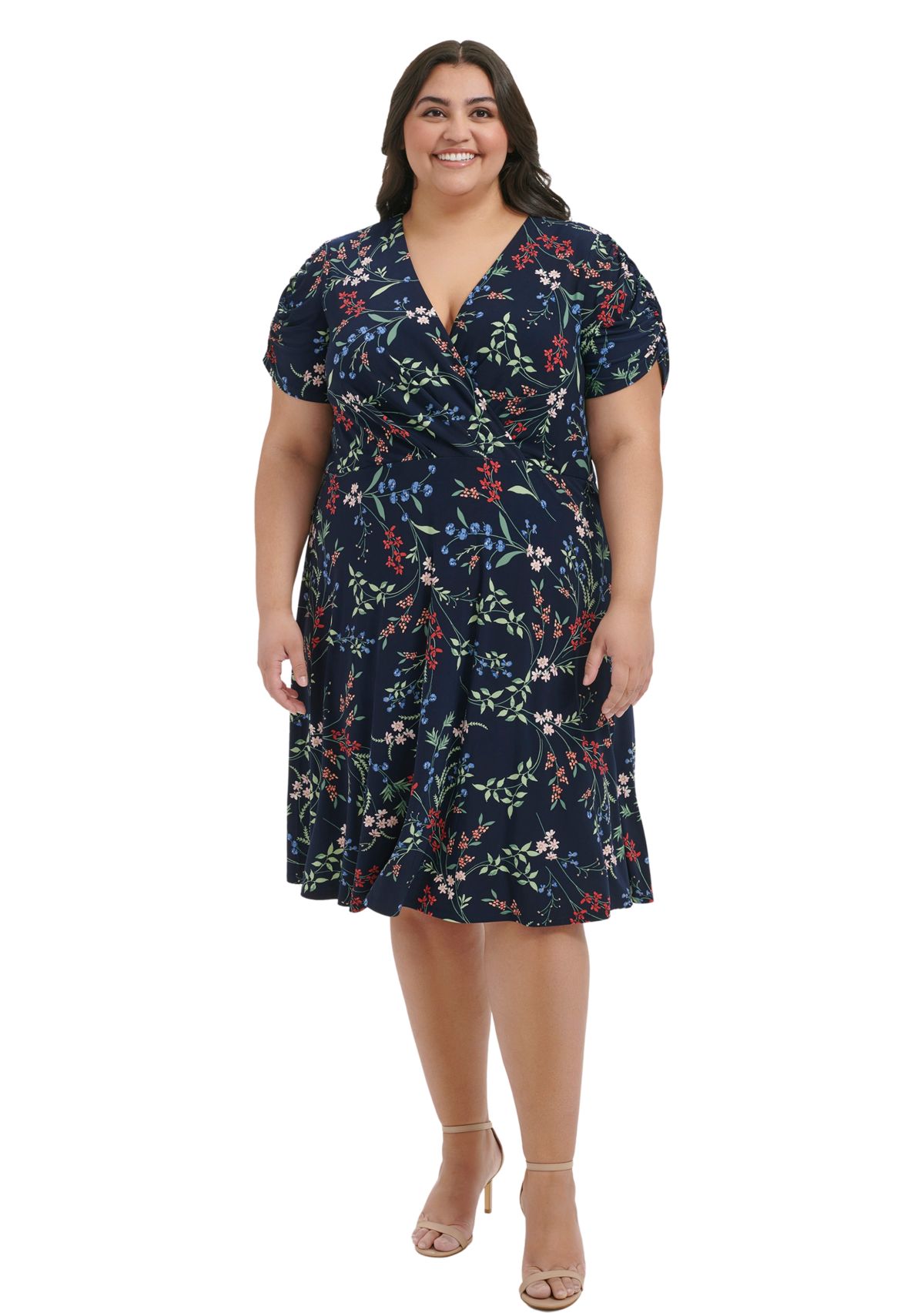 Plus Size Ruched Floral Dress
