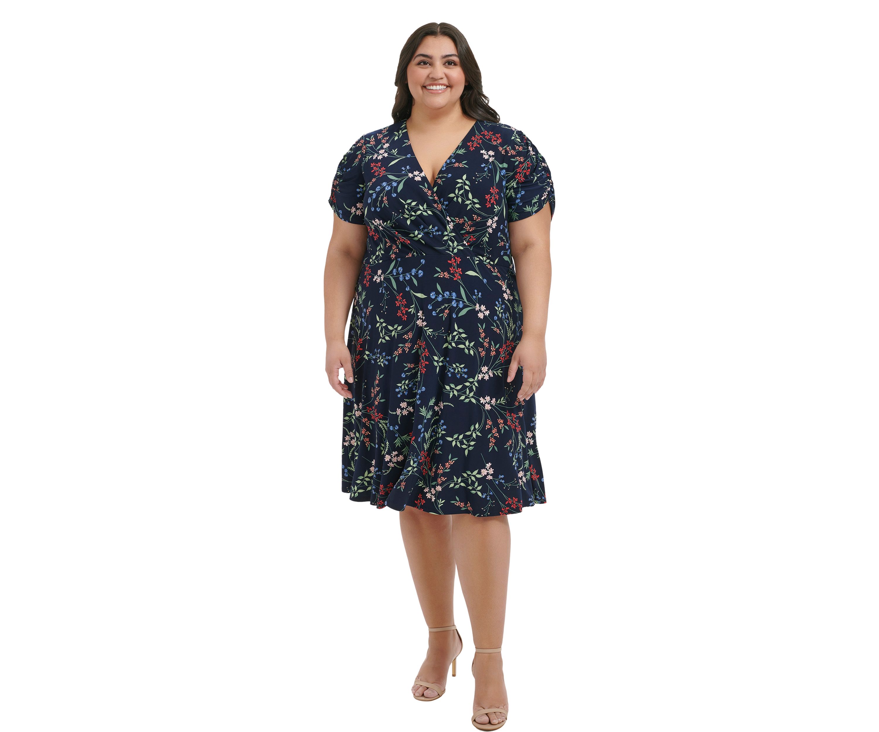 Plus Size Ruched Floral Dress