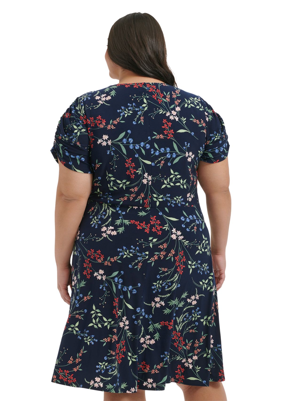 Plus Size Ruched Floral Dress