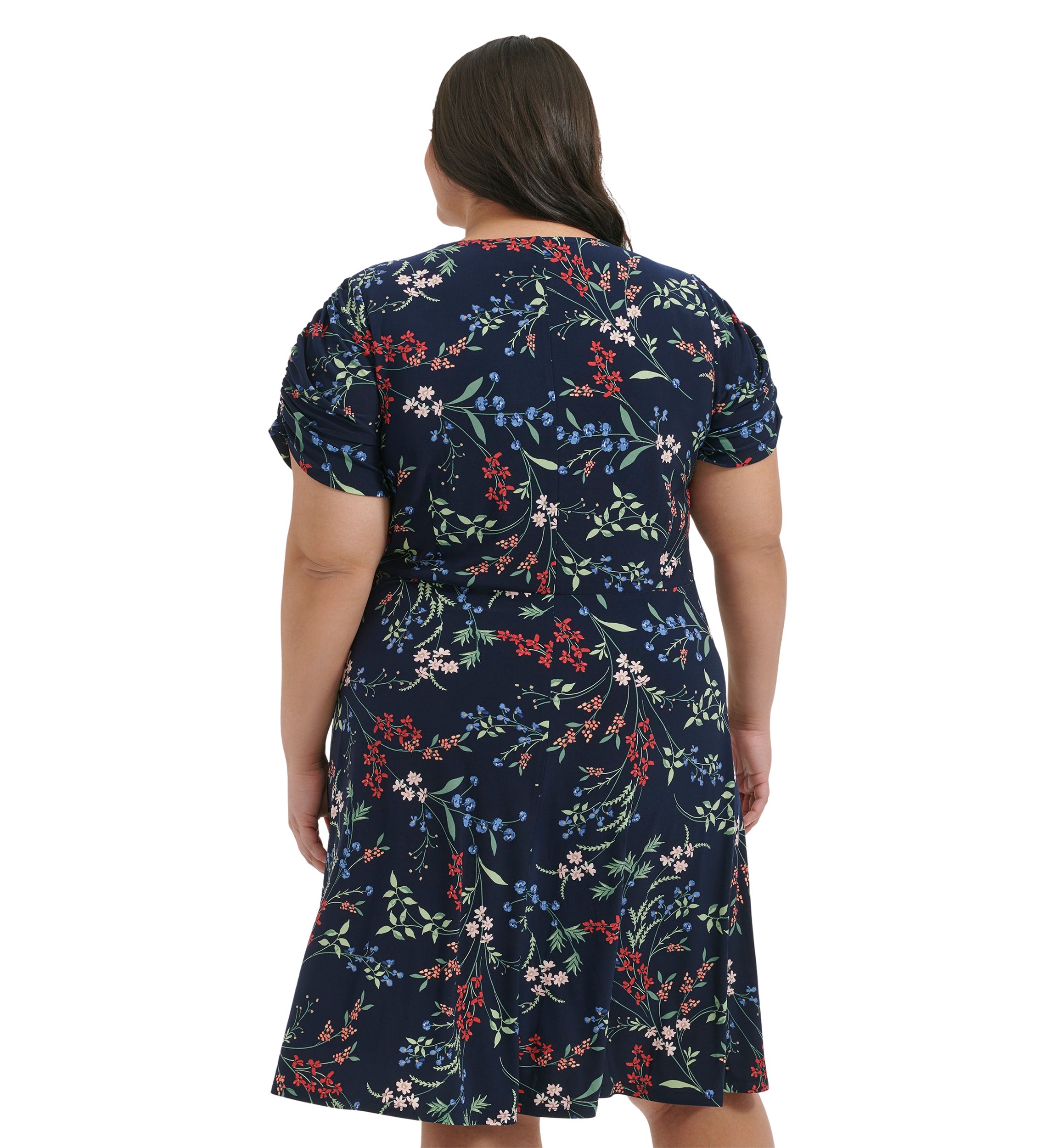 Plus Size Ruched Floral Dress