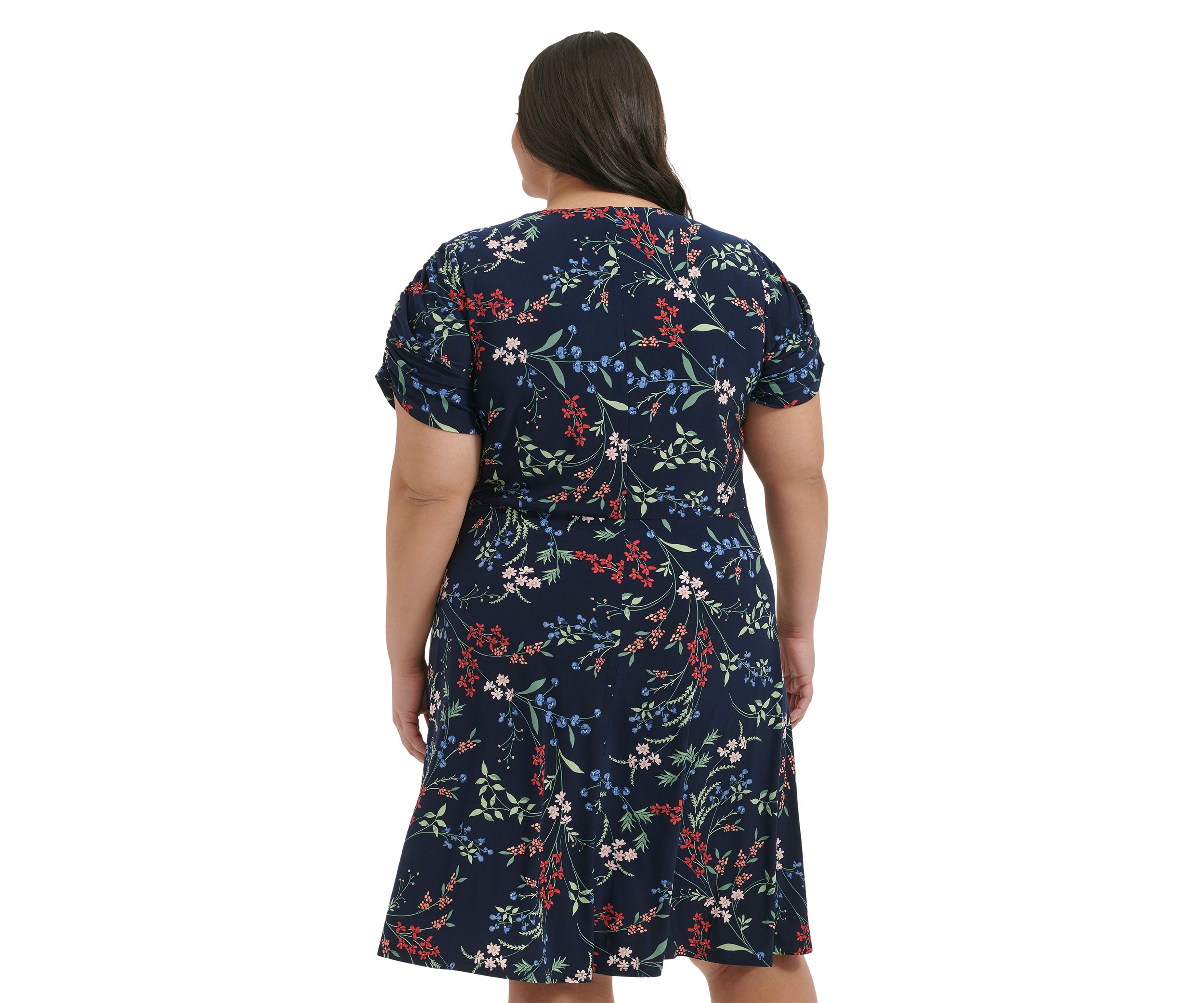 Plus Size Ruched Floral Dress