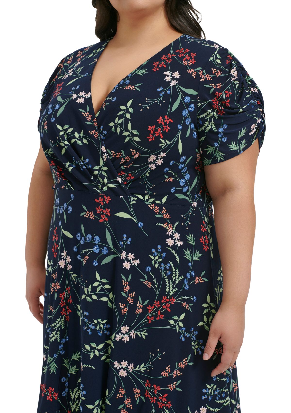 Plus Size Ruched Floral Dress