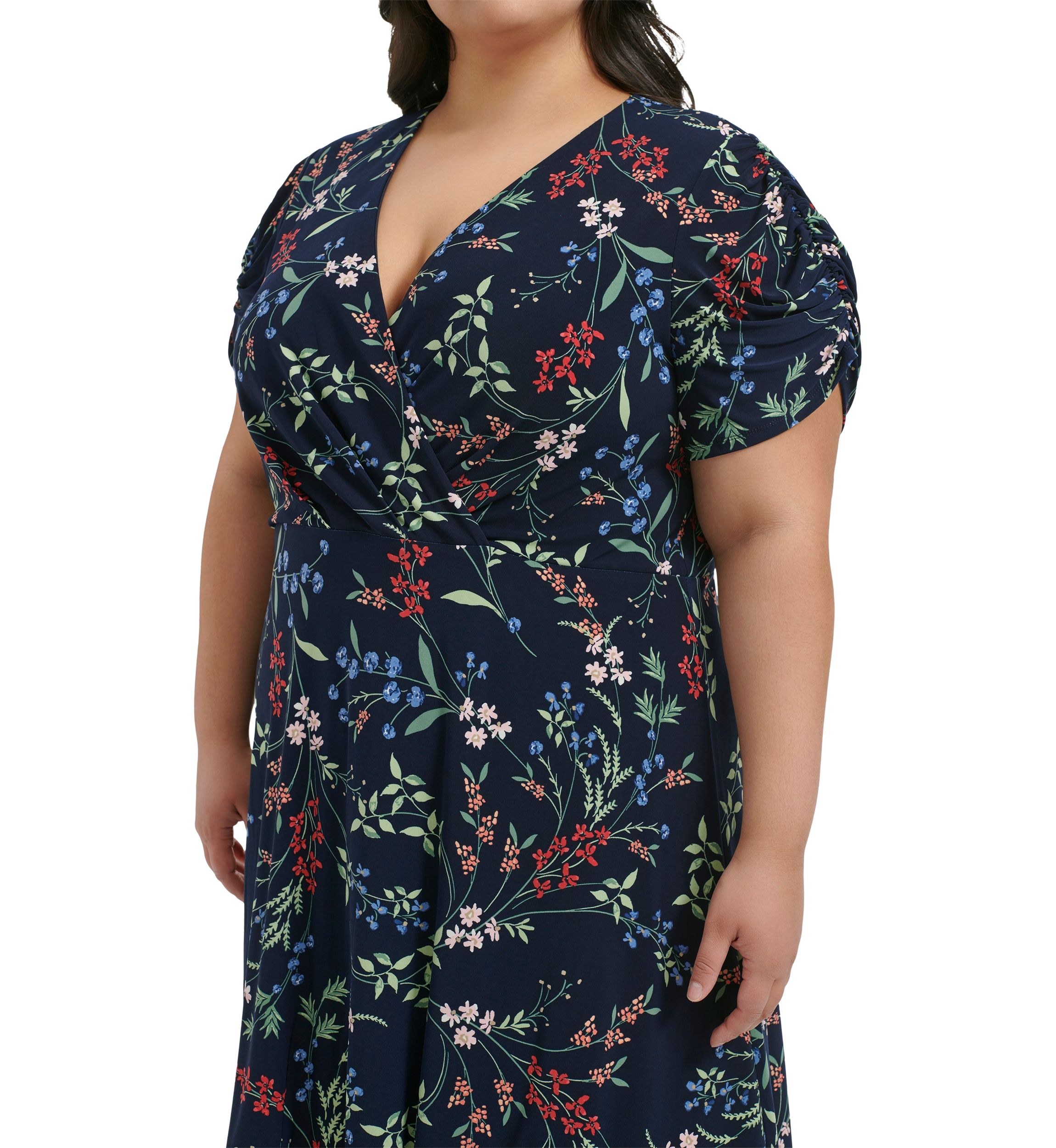 Plus Size Ruched Floral Dress