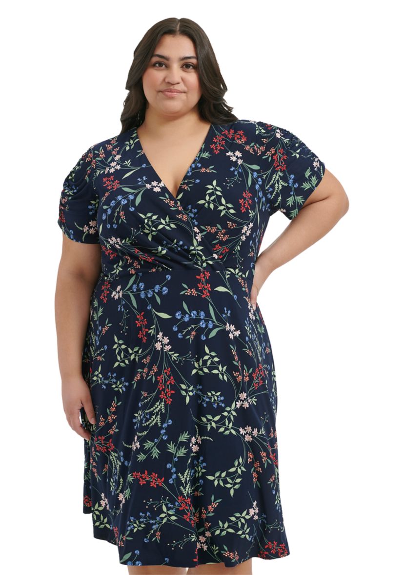 Plus Size Ruched Floral Dress