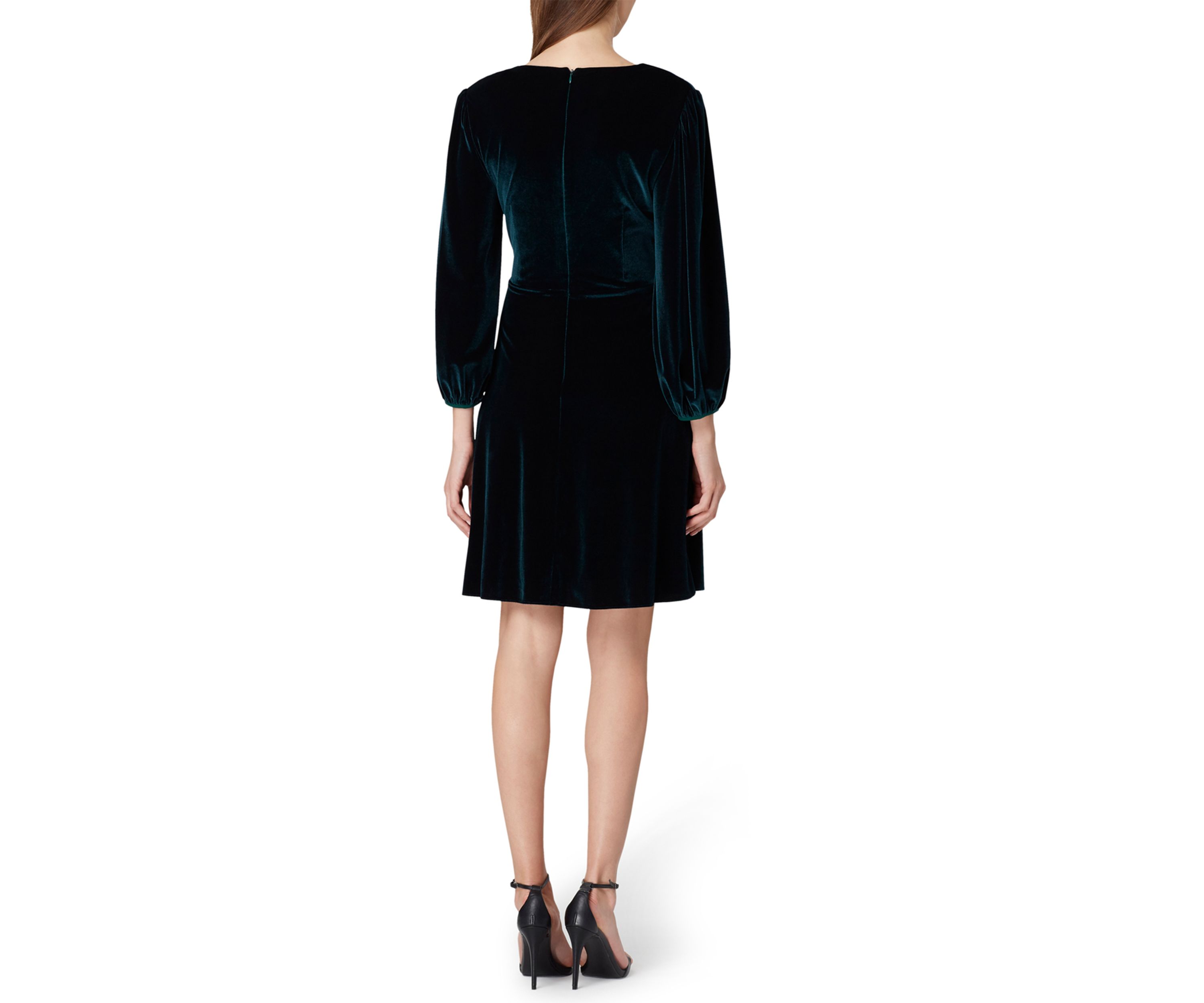 Womens Long Sleeve Velvet Faux Wrap Dress