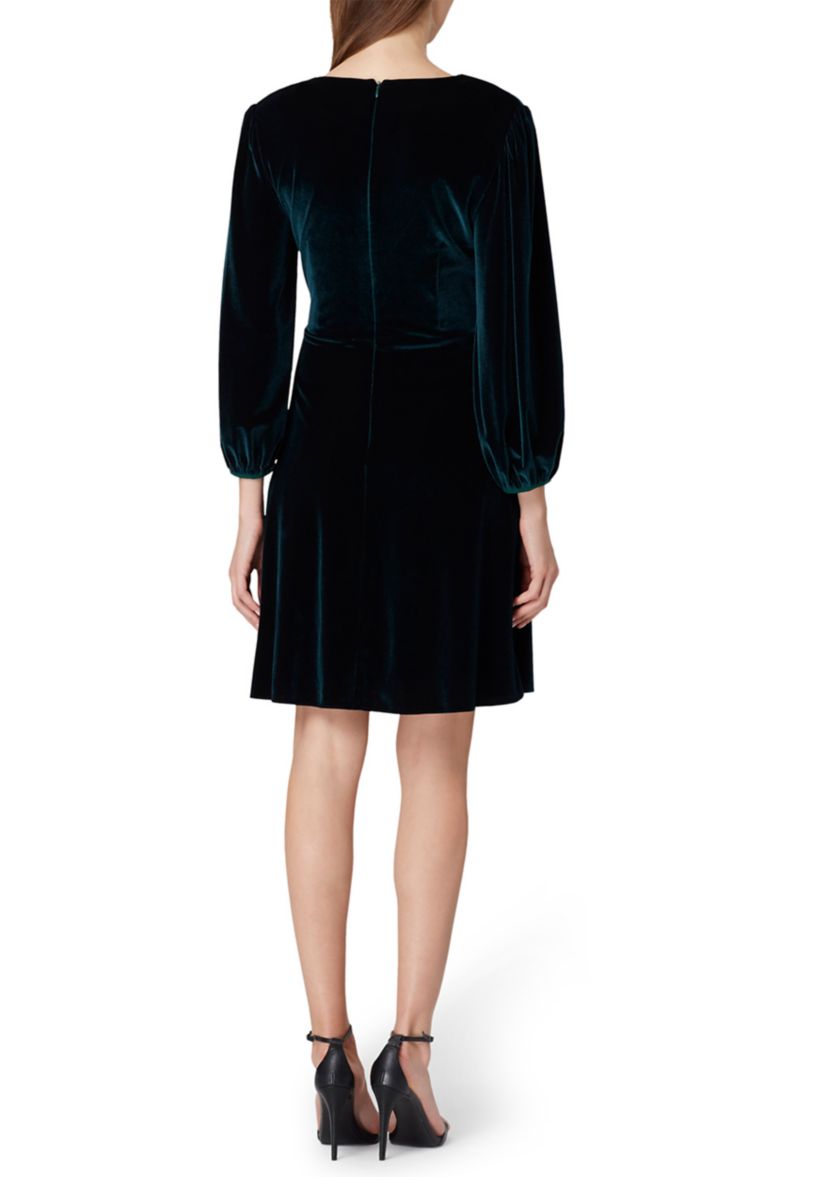 Womens Long Sleeve Velvet Faux Wrap Dress