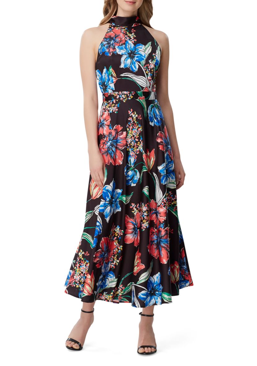 Sleeveless High Neck Printed Maxi Dress