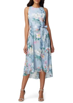 Tahari Asl Sleeveless Printed Mesh Dress 