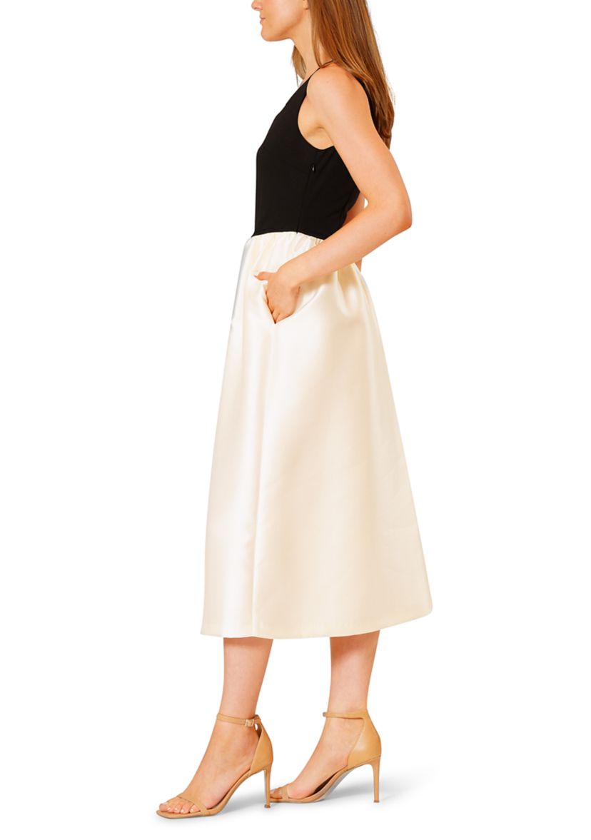 Womens Sleeveless Mixed Media Color Block Dress