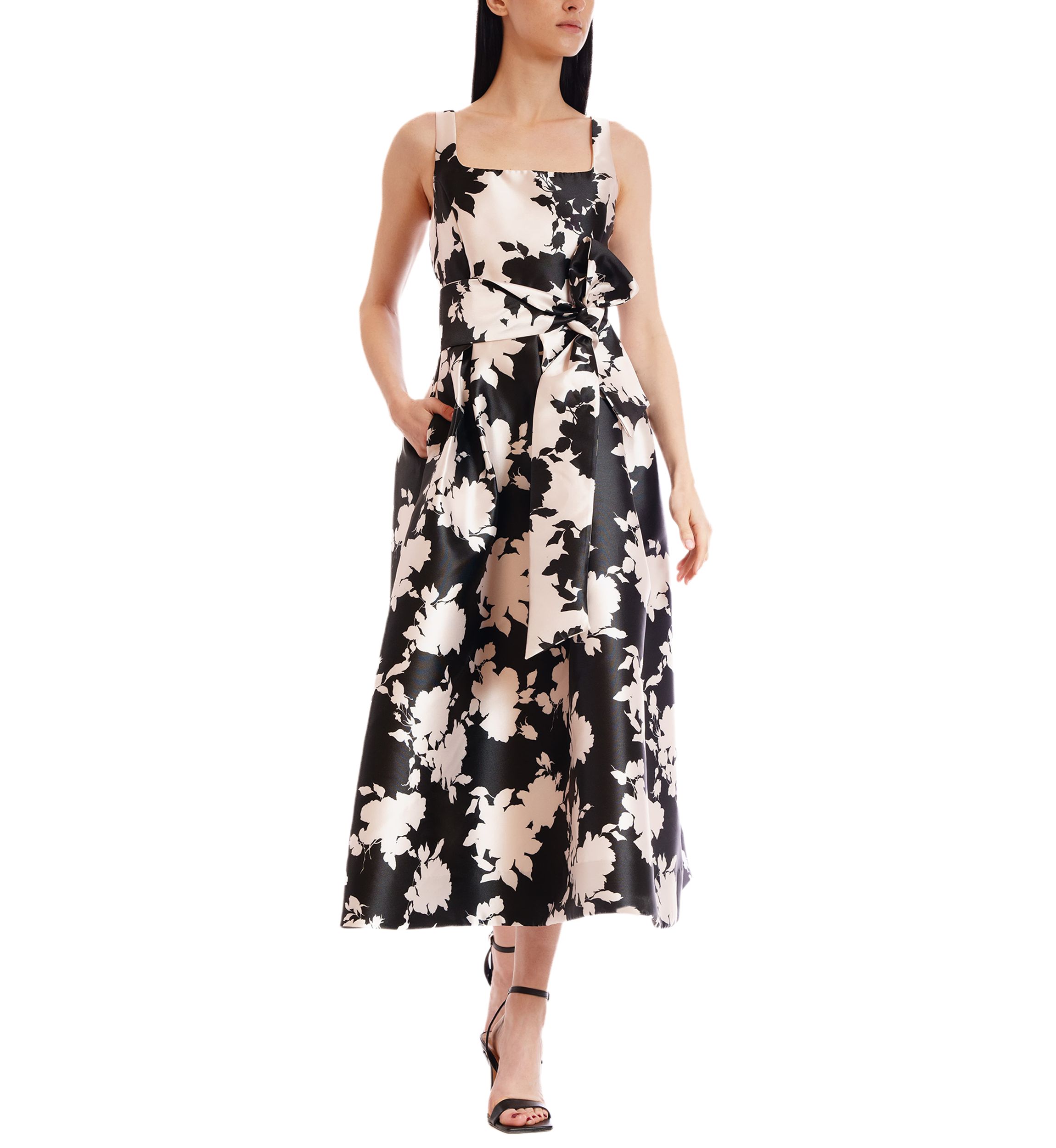 Womens Midi Gown with Square Neck