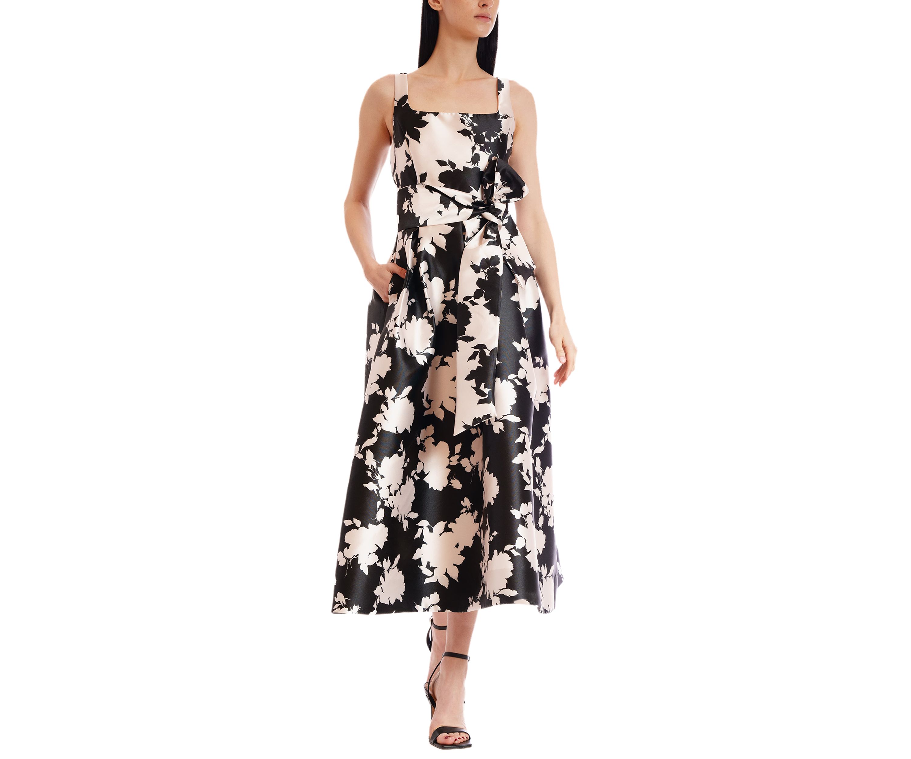 Womens Midi Gown with Square Neck