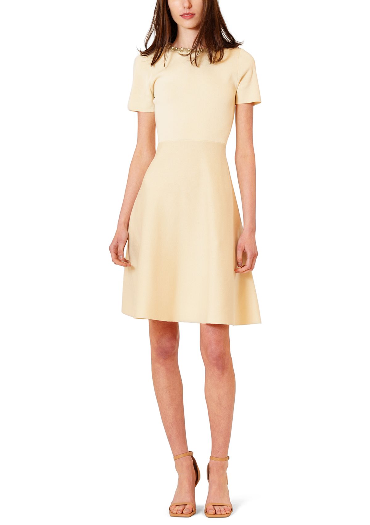 Womens Solid Knit A-Line Sweater Dress