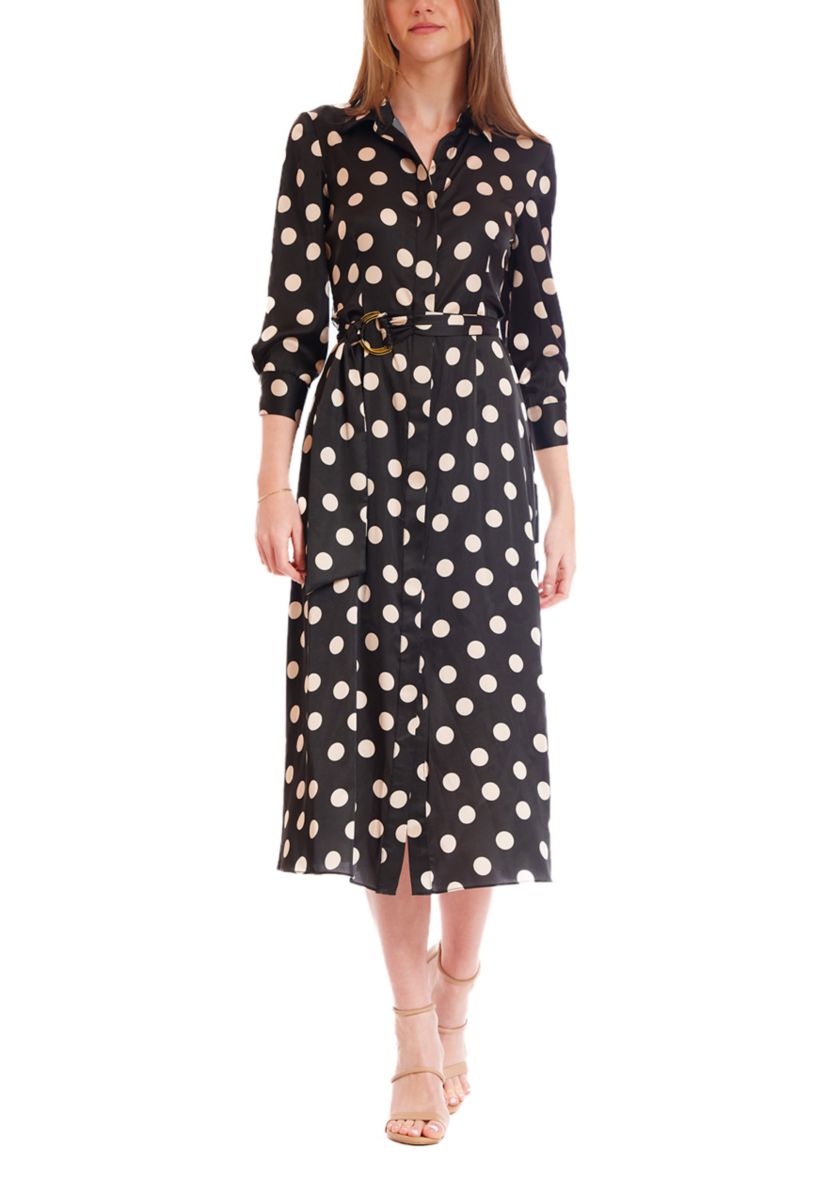 Womens 3/4 Sleeve Printed Shirtdress