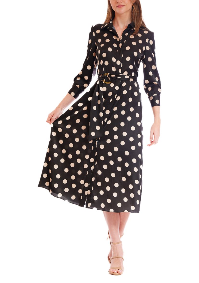 Womens 3/4 Sleeve Printed Shirtdress