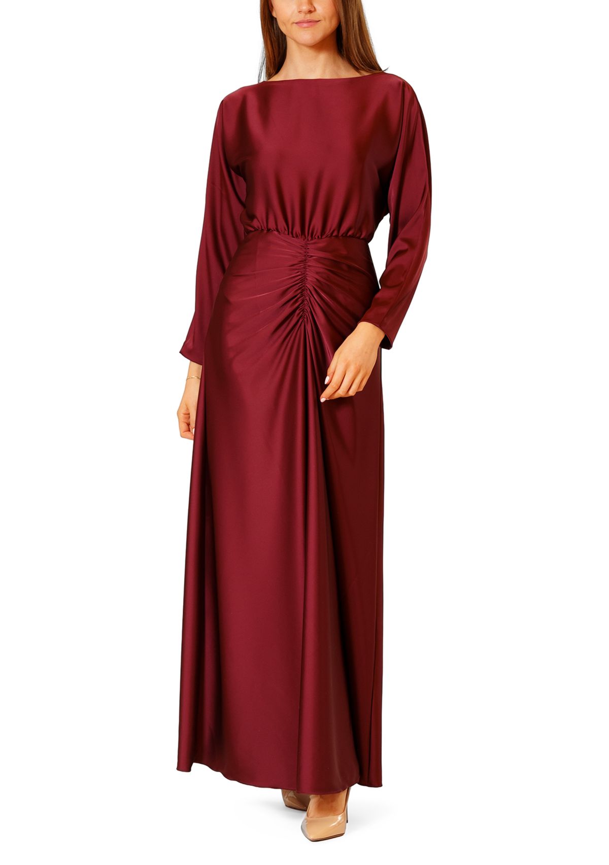 Womens Ruched Waist Maxi Dress