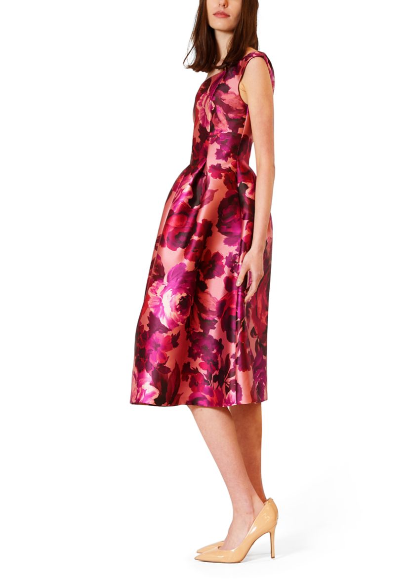 Womens Off the Shoulder Printed Twill Short Dress