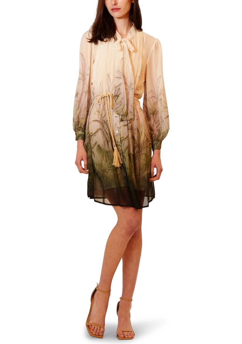 Julia Jordan Women's Long Sleeve Water Color Mini Dress, Large