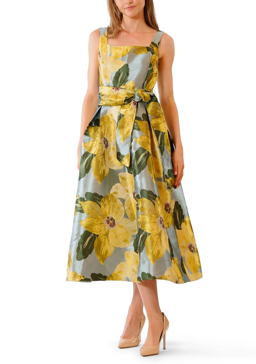 Julia Jordan Women's Sleeveless Tie Waist Midi Dress, Blue, 6