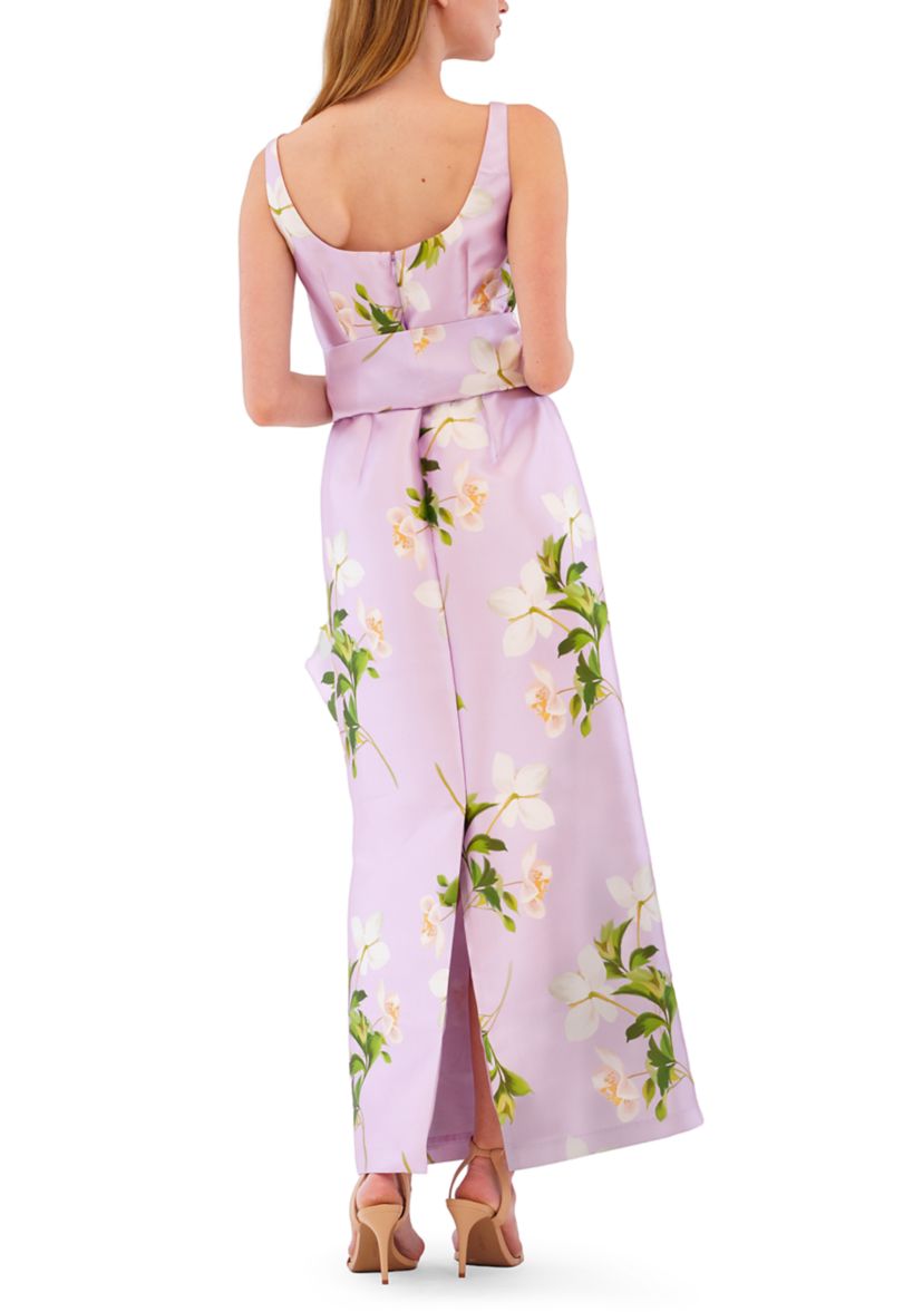 Womens Sleeveless Floral Tie Waist Dress