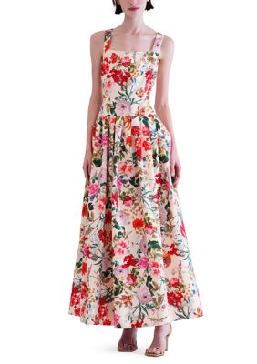 Julia Jordan Women's Sleeveless Square Neck Faille Floral A-Line Maxi ...