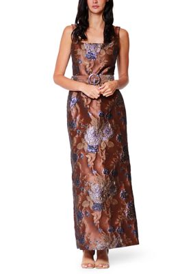 Julia Jordan Women's Snakeskin Jacquard Metallix Slim Maxi Dress, 2