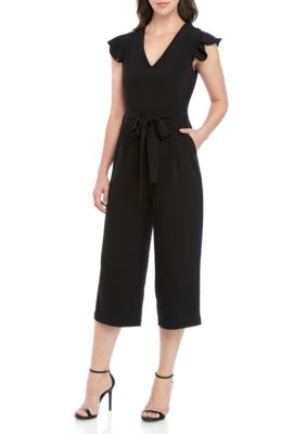 vince camuto sleeveless wide cropped dot jumpsui