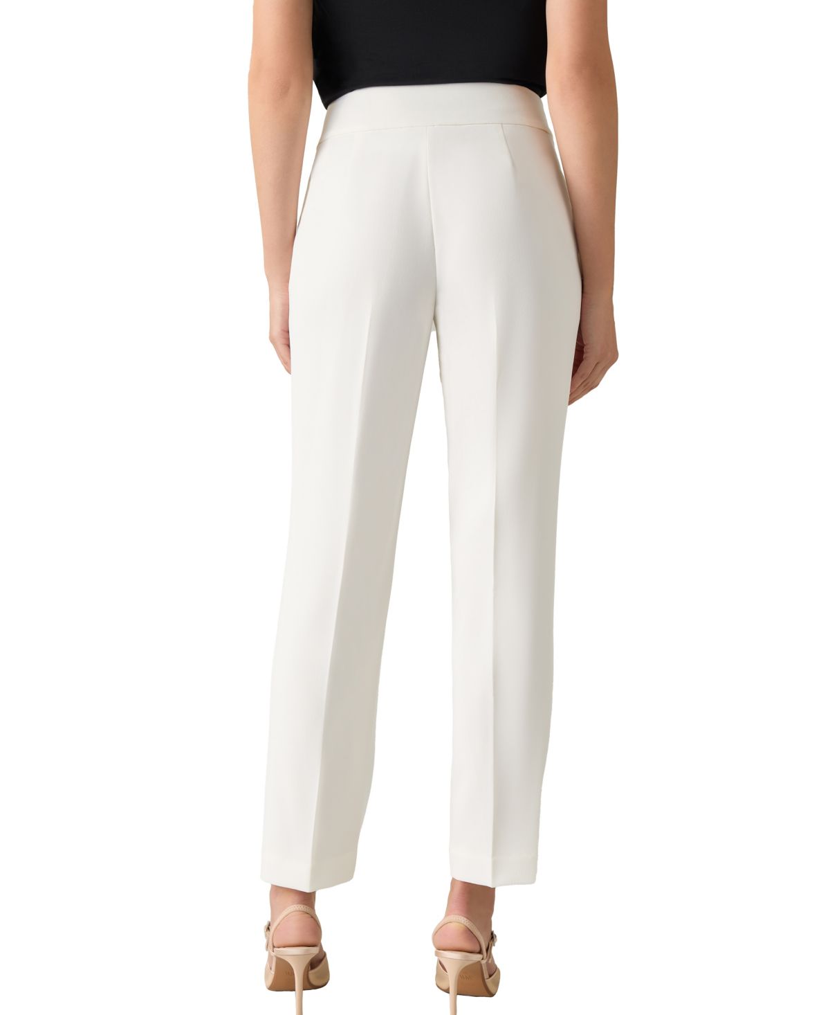Womens Stretch Crepe Fly Front Slim Pant