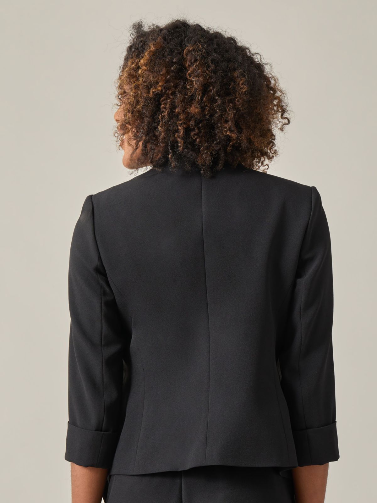 Womens Petite Stretch Crepe Open Cardigan Jacket