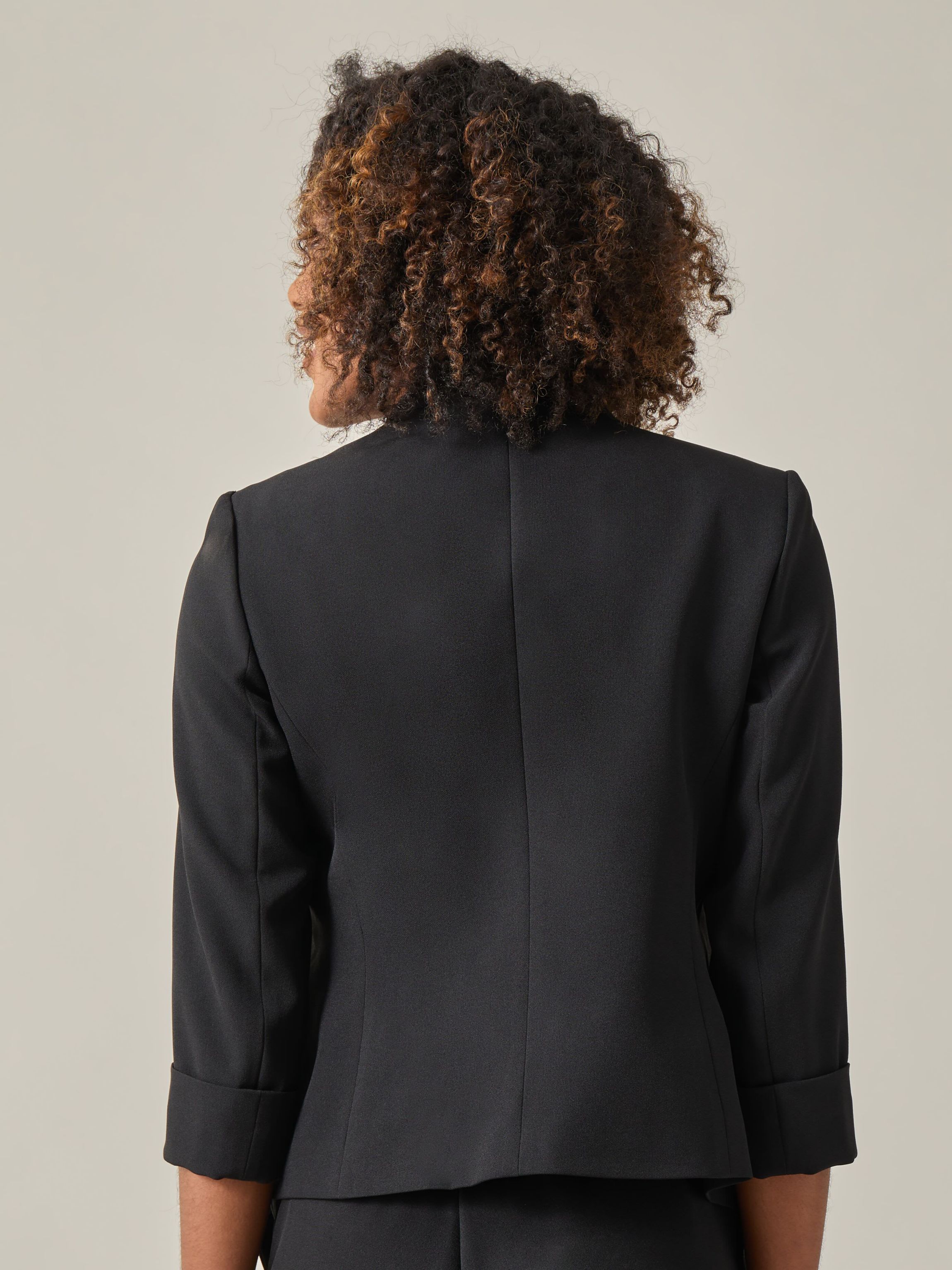 Womens Petite Stretch Crepe Open Cardigan Jacket
