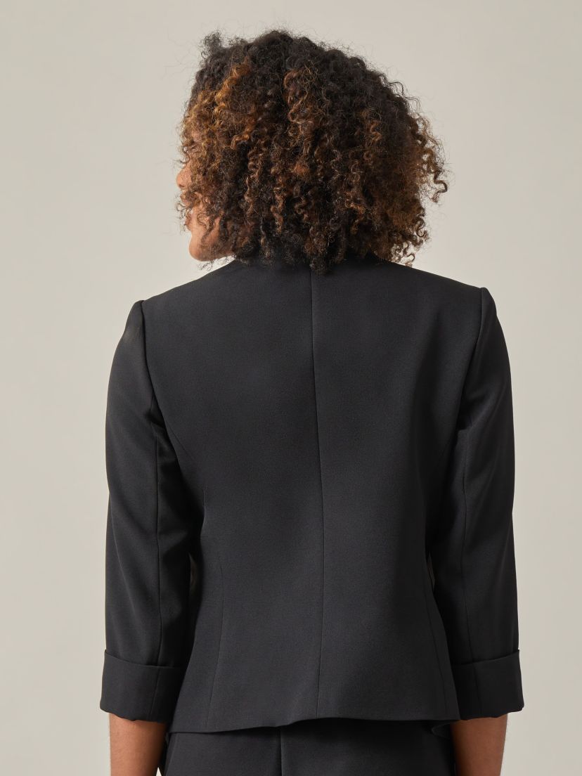 Womens Petite Stretch Crepe Open Cardigan Jacket