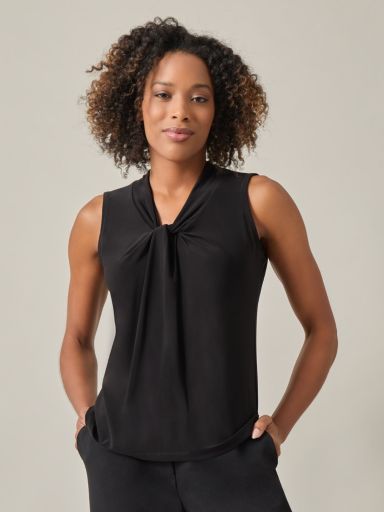 Petite Sleeveless Knot Front Knit Top