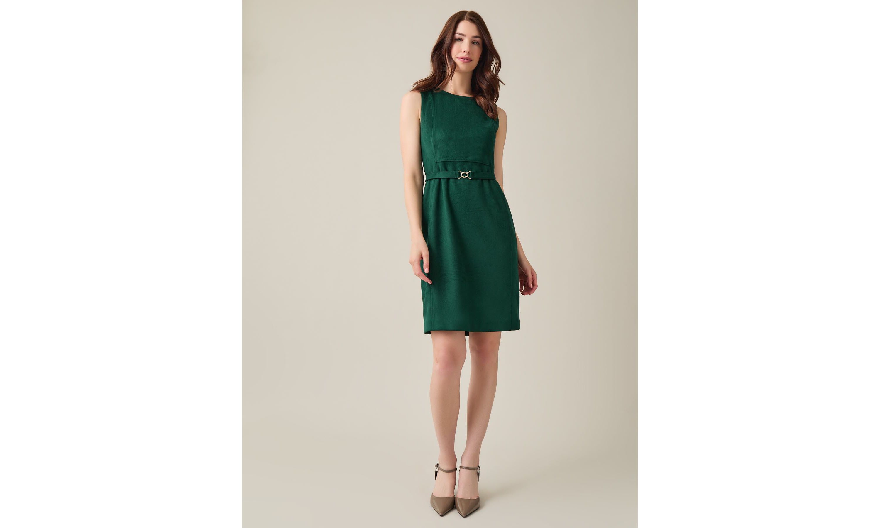 Womens Petite Sheath Dress With Belt