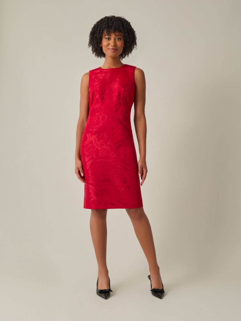 Womens Floral Jacquard Sheath Dress