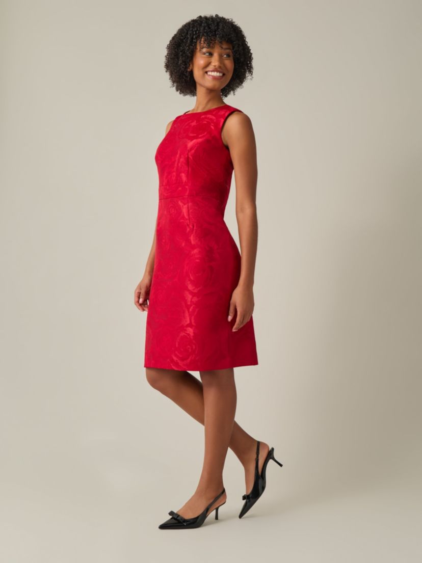 Womens Floral Jacquard Sheath Dress