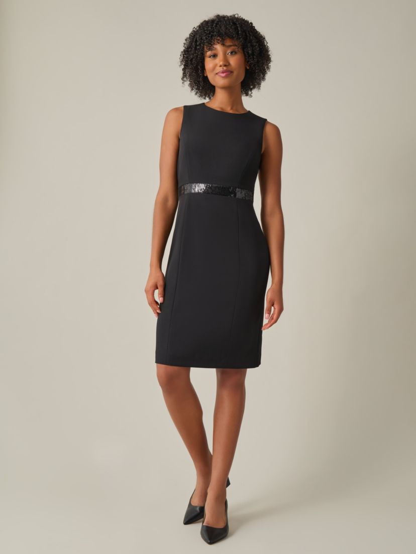 Womens Petite Sheath Dress With Sequin Trim
