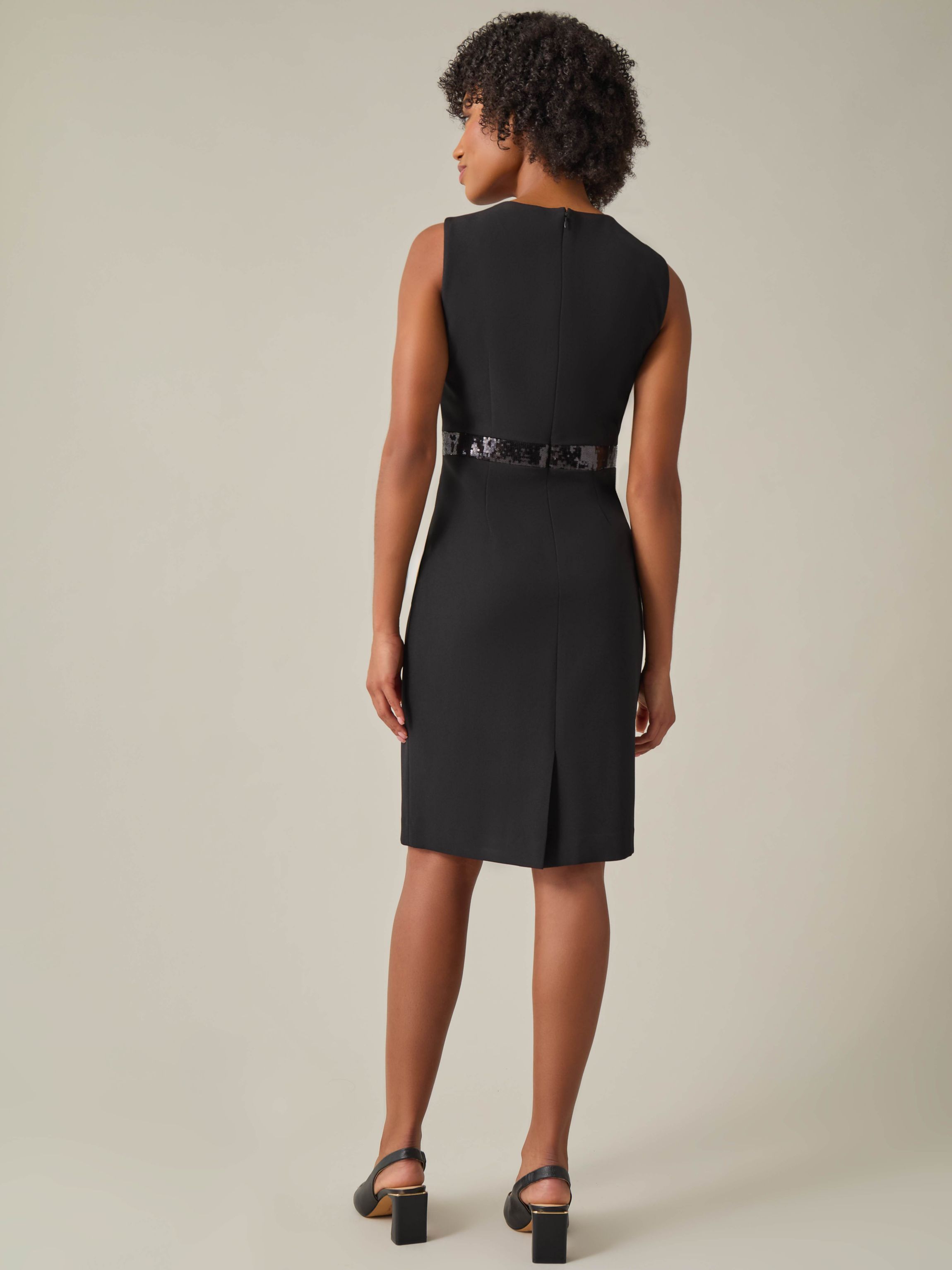 Womens Petite Sheath Dress With Sequin Trim