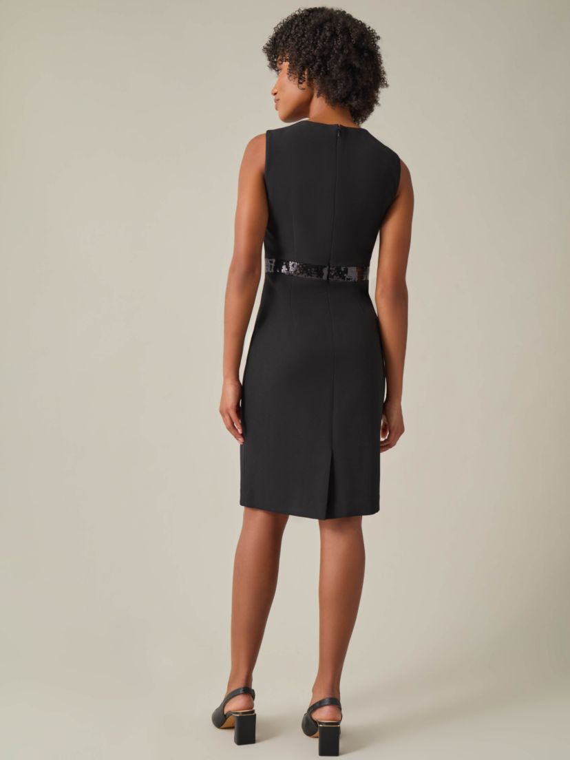 Womens Petite Sheath Dress With Sequin Trim