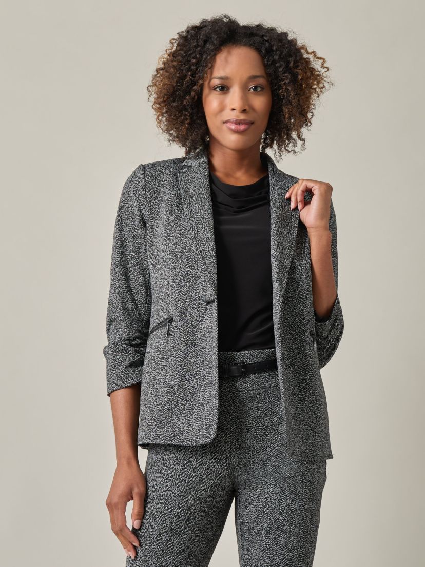 Herringbone One Button Jacket