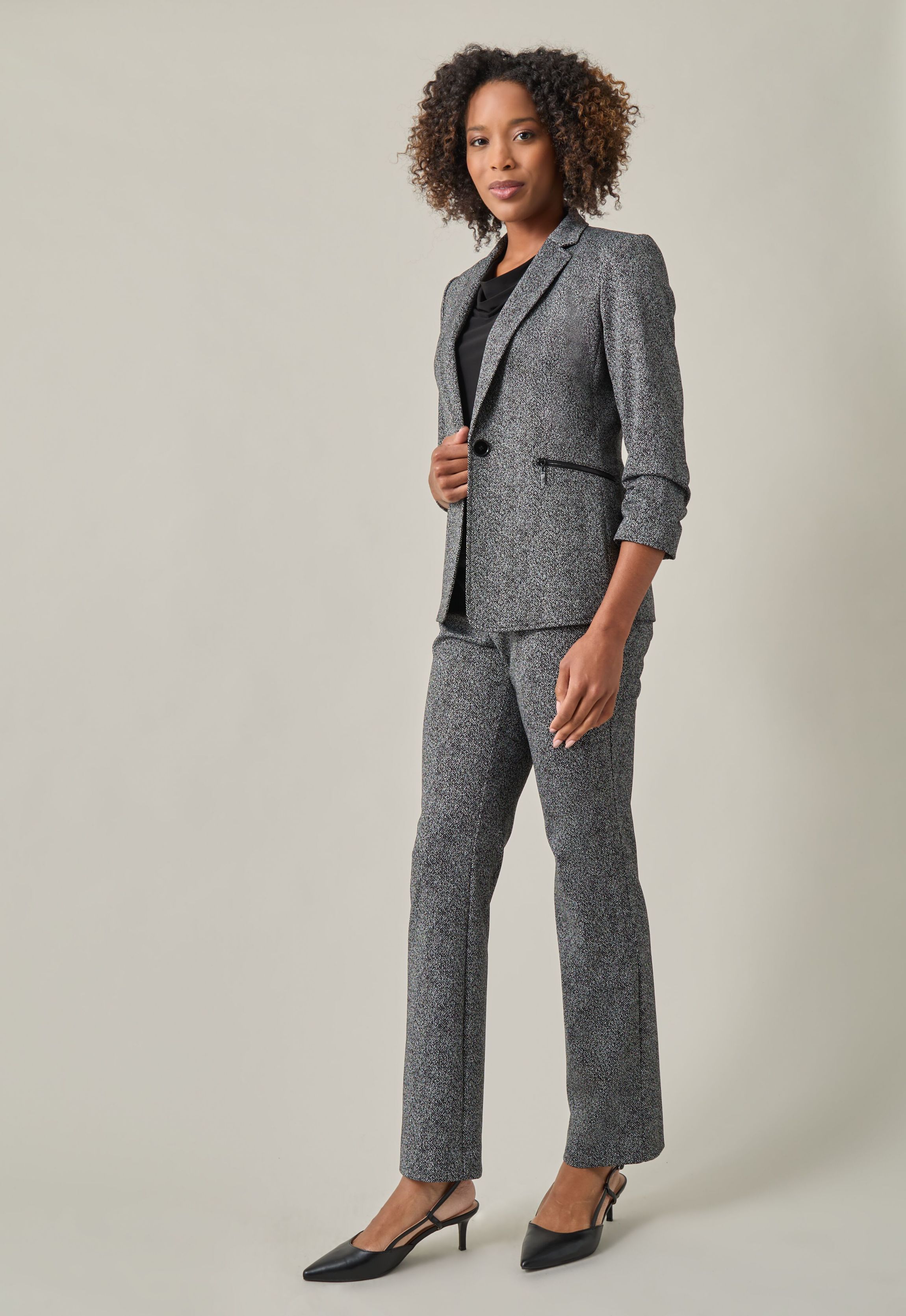 Herringbone One Button Jacket