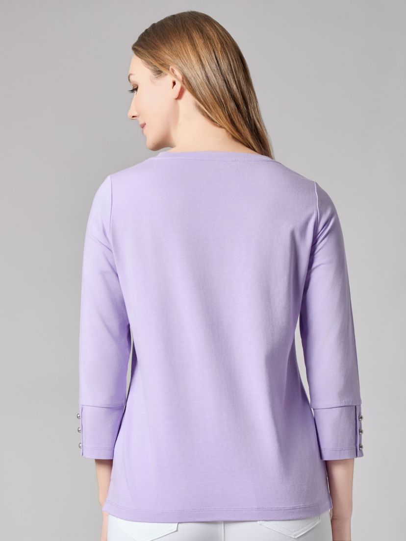 Three-Quarter Sleeve Button Tee