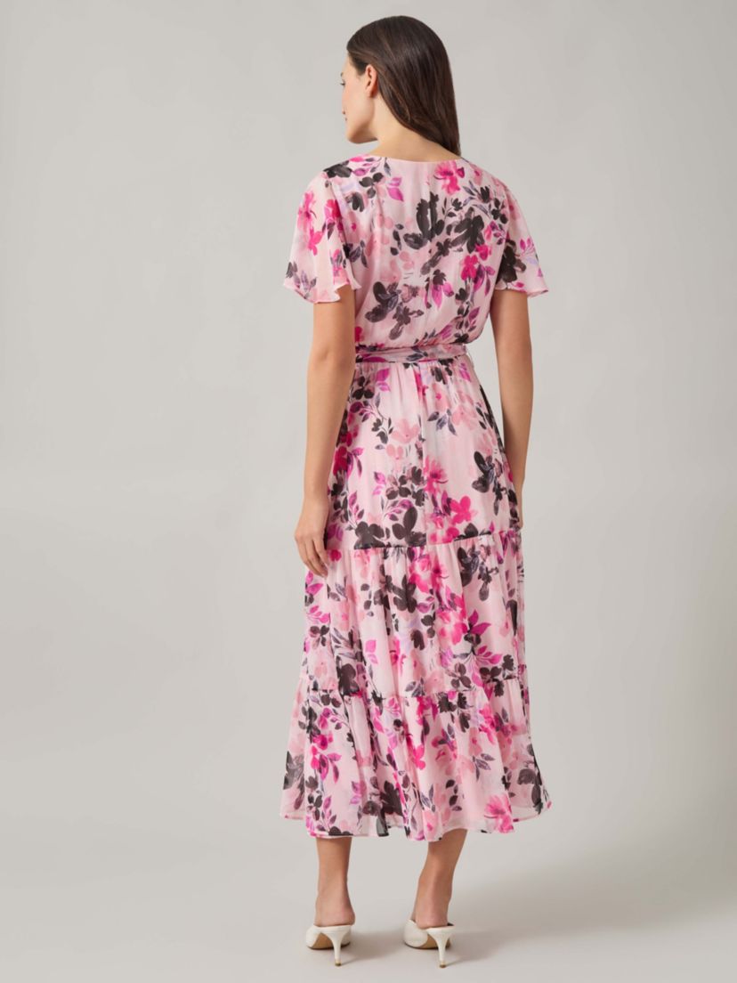 Petite Flutter Sleeve Tiered Dress