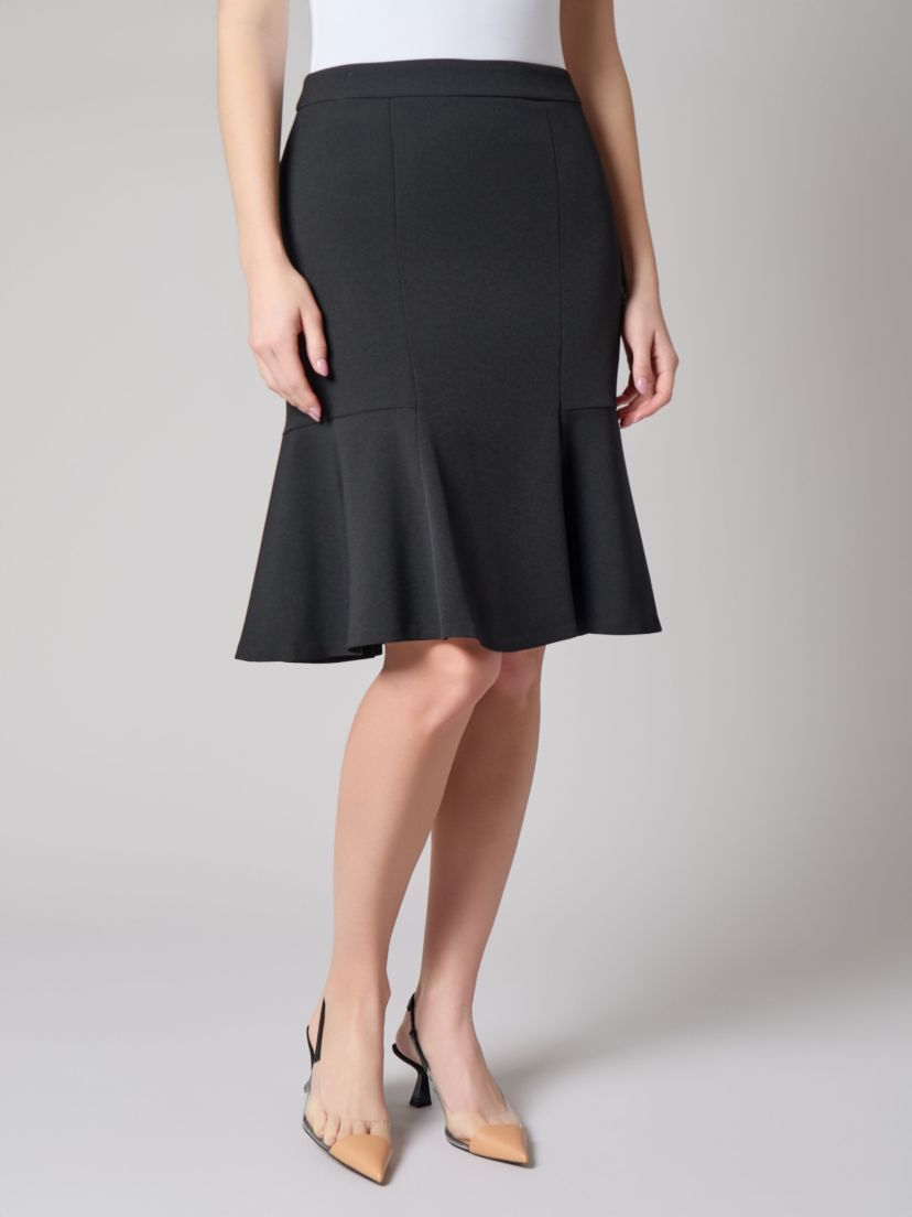 Stretch Crepe Side Zip Flare Skirt