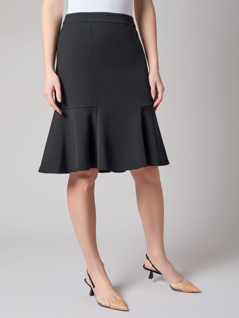 Stretch Crepe Side Zip Flare Skirt