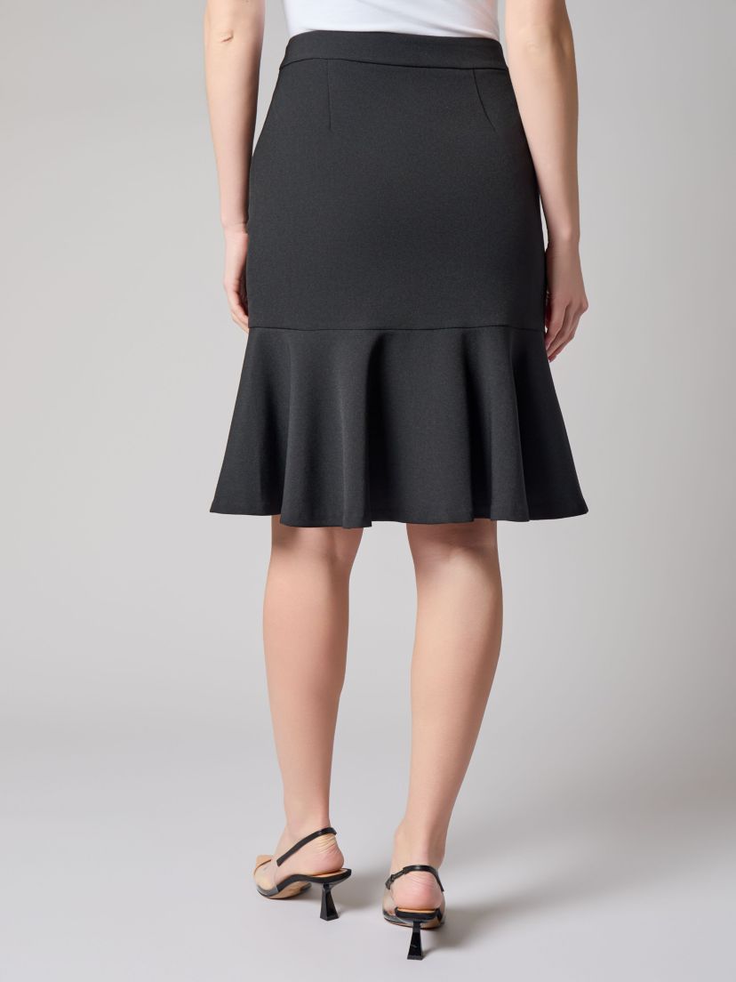 Stretch Crepe Side Zip Flare Skirt