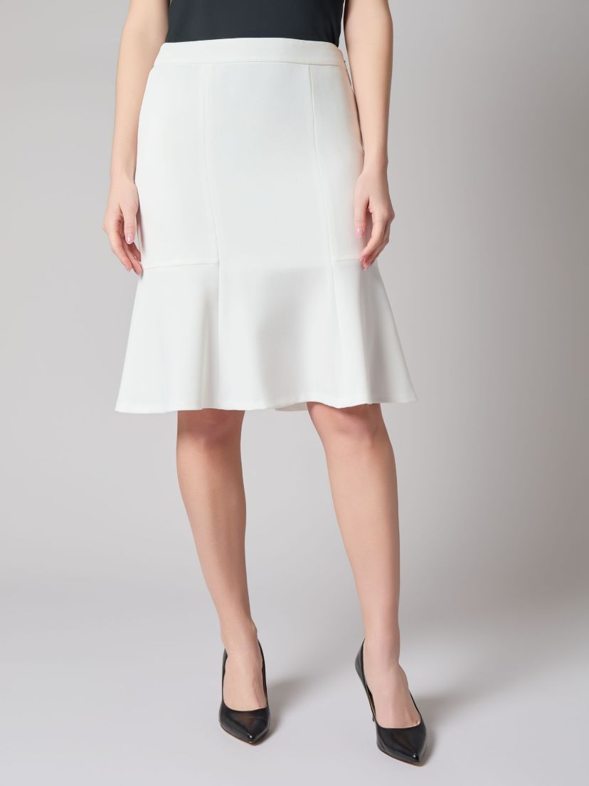 Petite Stretch Crepe Side Zip Flare Skirt