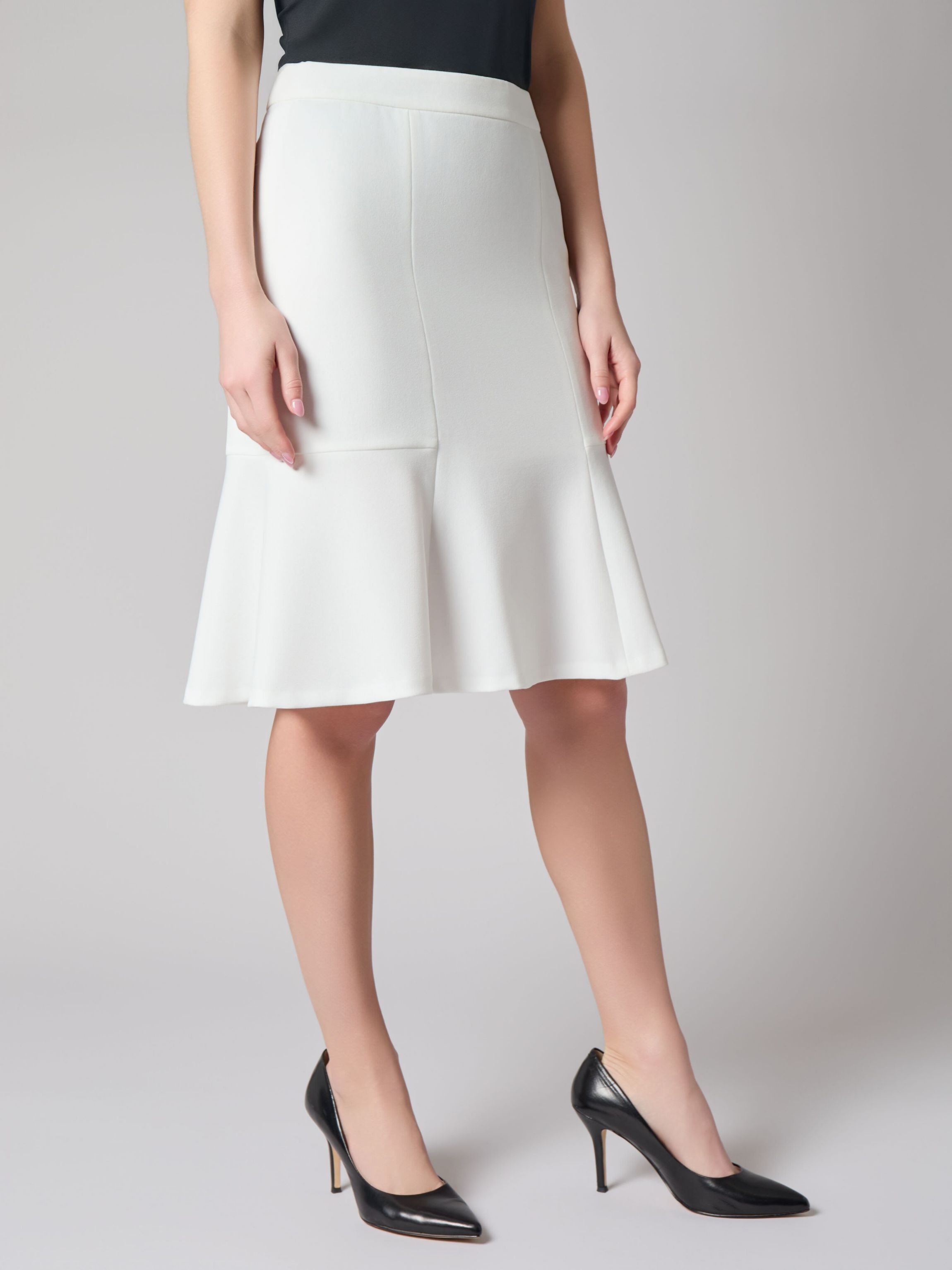 Petite Stretch Crepe Side Zip Flare Skirt